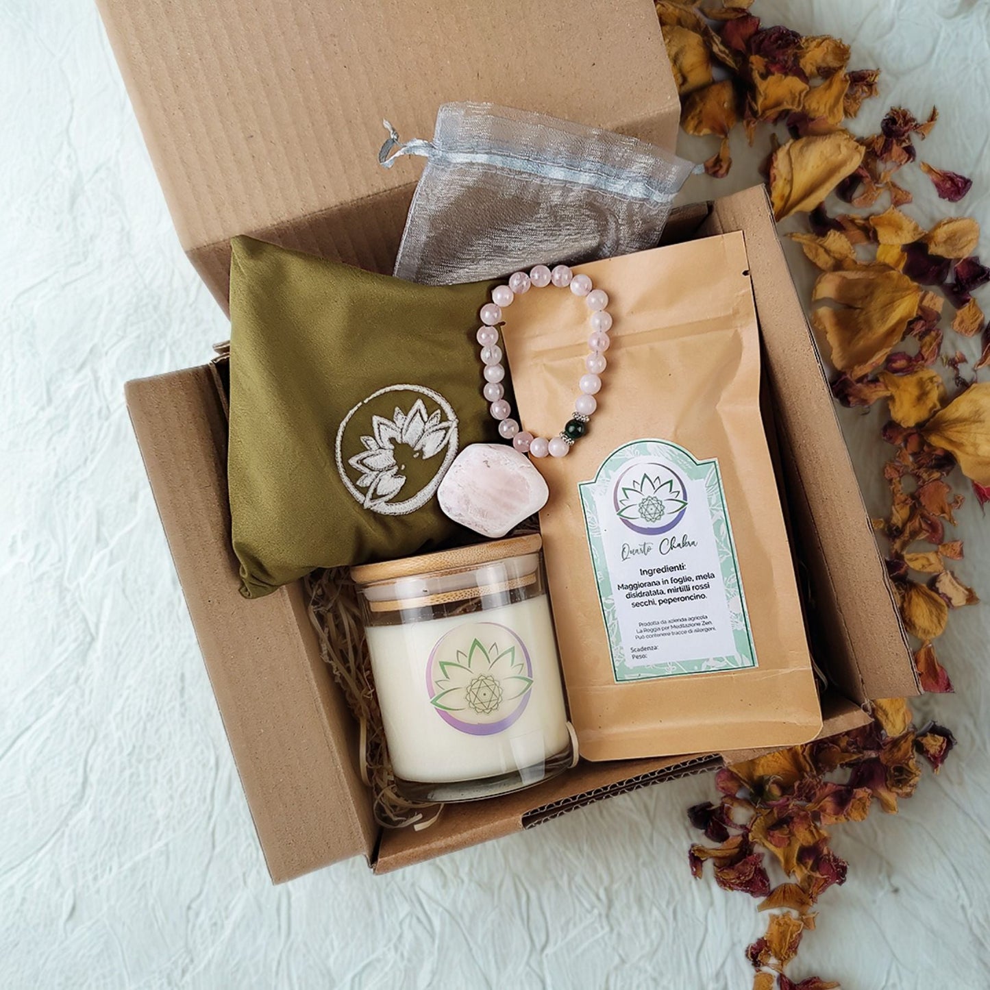 Box Equilibrio Chakra - Tisana, Candela, Bracciale e Profumatore