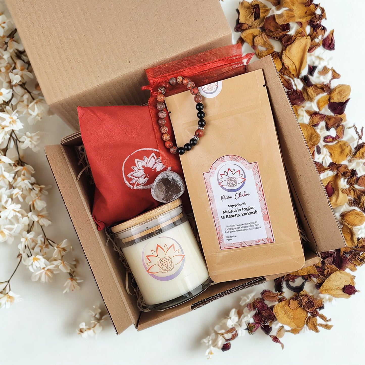 Box Equilibrio Chakra - Tisana, Candela, Bracciale e Profumatore