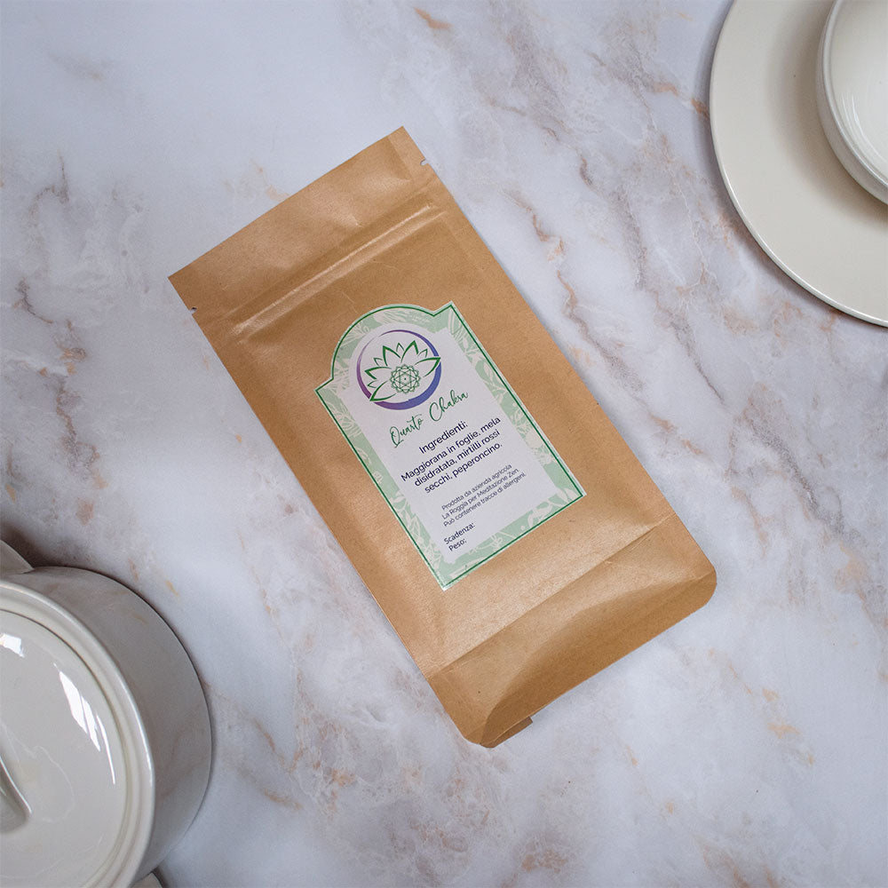 Tisana Quarto Chakra - Maggiorana, Mela, Mirtilli e Peperoncino