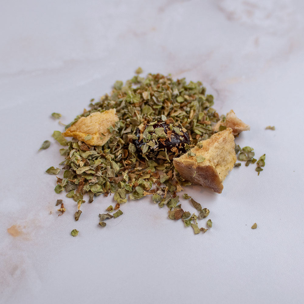 Tisana Quarto Chakra - Maggiorana, Mela, Mirtilli e Peperoncino