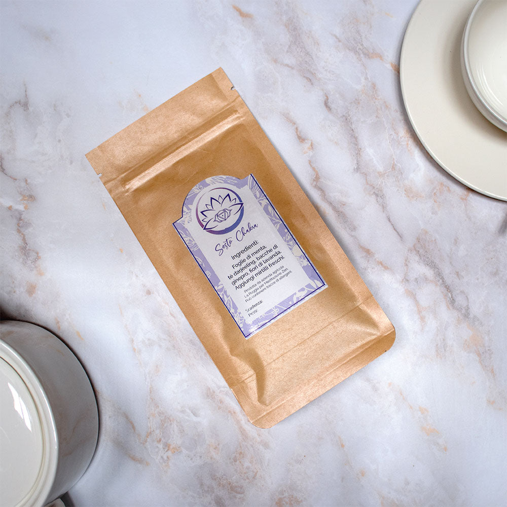 Tisana Sesto Chakra - Tè Darjeeling, Menta, Ginepro e Lavanda